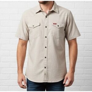 Wrangler‎ Short Sleeve Shirt Mens Small Vacation Paradise Resort Summer Neutral